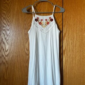 White Embroidered Floral Mini Dress